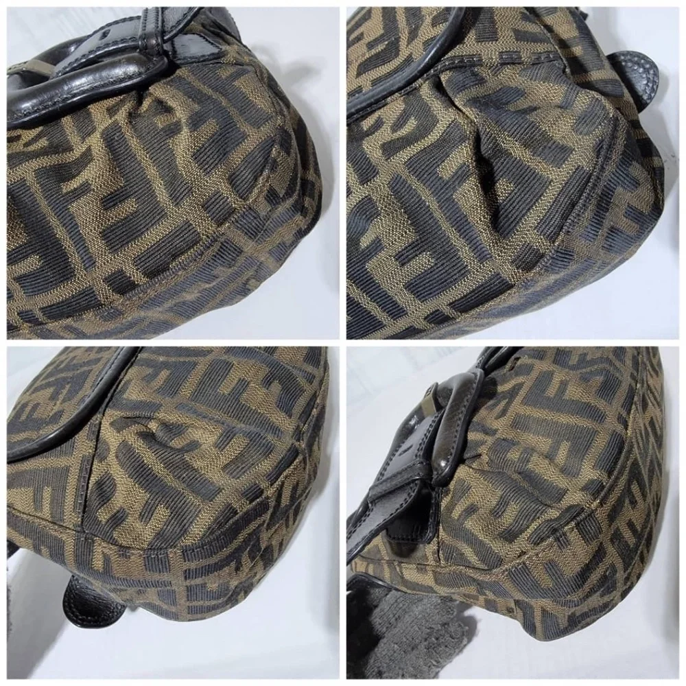 Authentic Fendi Tobbaco Zucca Canvas and Leather B Bis Hobo Shoulder Bag…